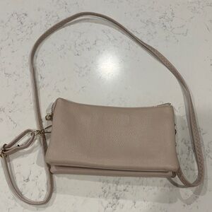 Beige pink Leather Crossbody purse/bag